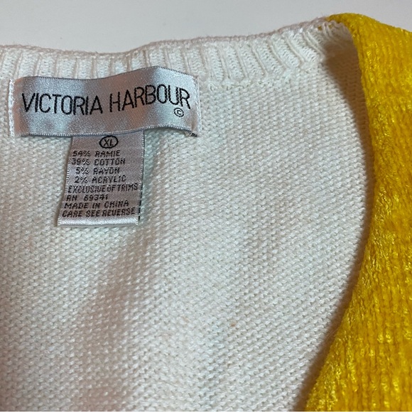 ESTATE ✝️SIZE VTG VICTORIA HARBOUR CROTCHET BEADED SEQUIN FRUIT S/S SWEATER XL - Picture 2 of 8